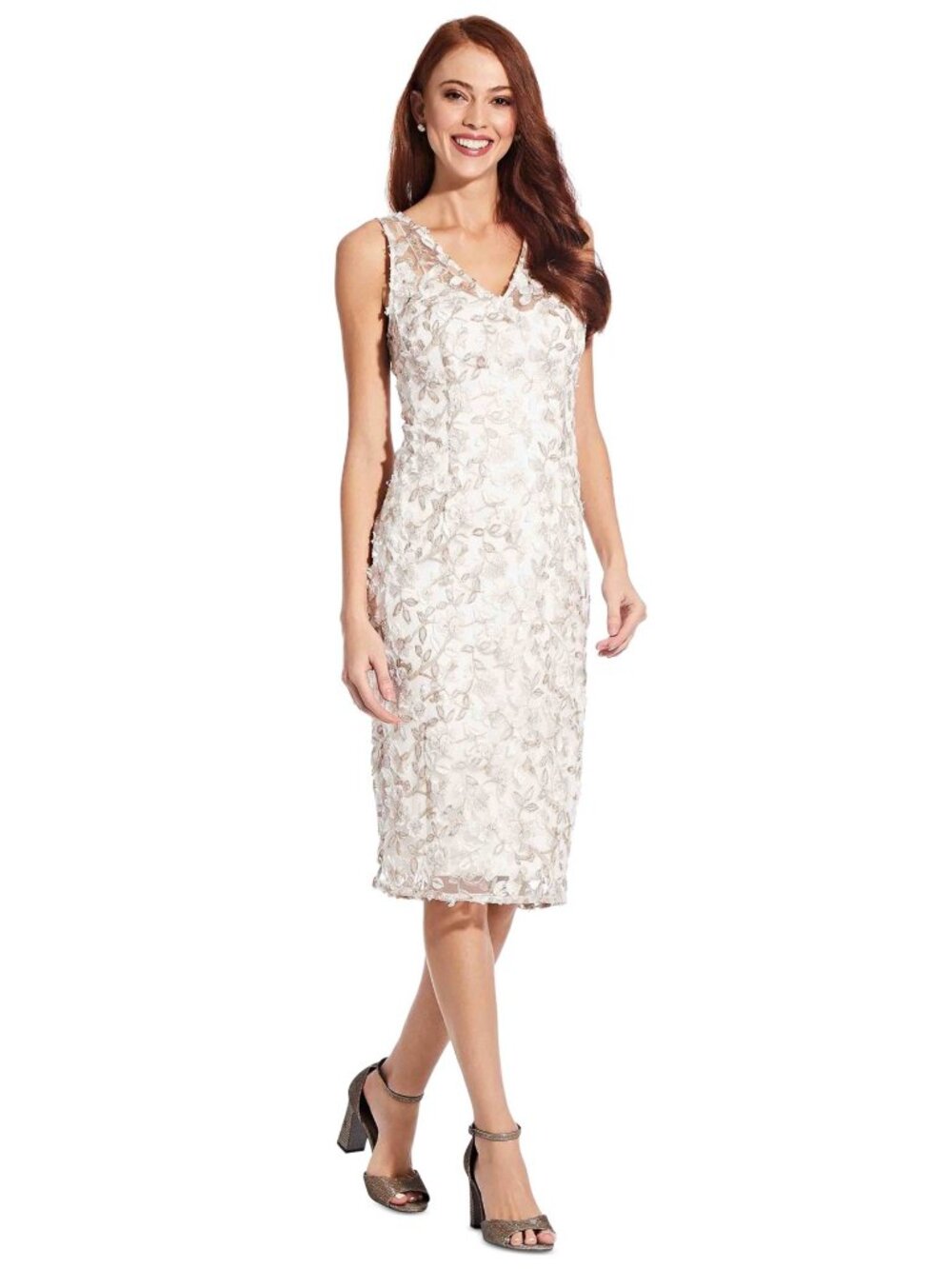 Adrianna Papell Floral Embroidered Sheath Dress
